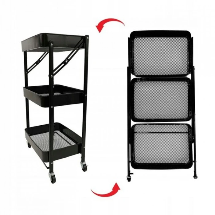 Стелаж етажерка з полицями на колесах Bonro B-233 чорний