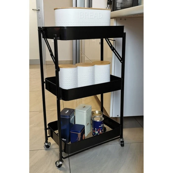 Стелаж етажерка з полицями на колесах Bonro B-233 чорний