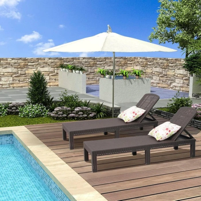 Складной шезлонг садовый лежак Bonro B-24067 коричневый