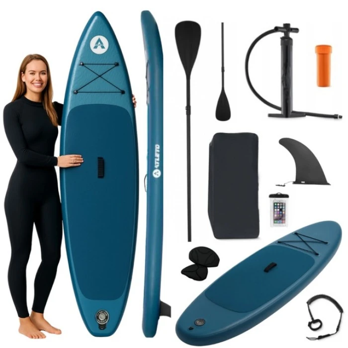 SUP-доска надувная для плавания Atleto 350 см лагуна + сиденье