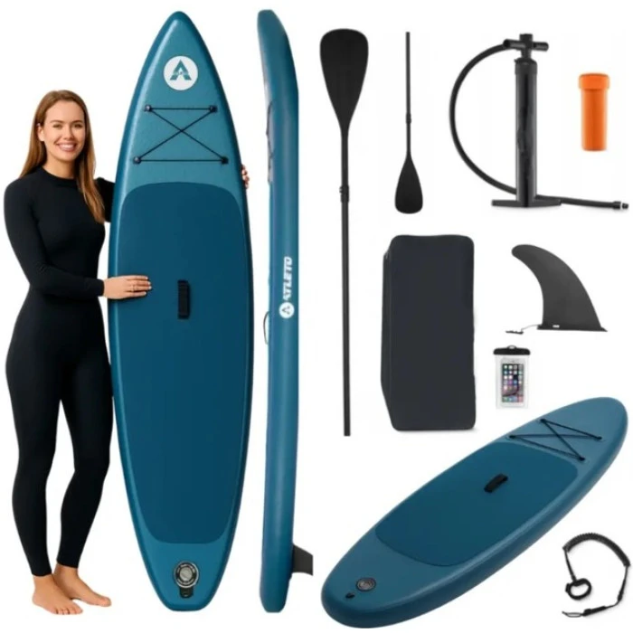 SUP-доска надувная для плавания Atleto 350 см лагуна + сиденье