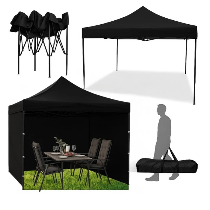 Намет павільйон розсувний з стінками 3 х 3 м Bonro B-9004 чорний + сумка