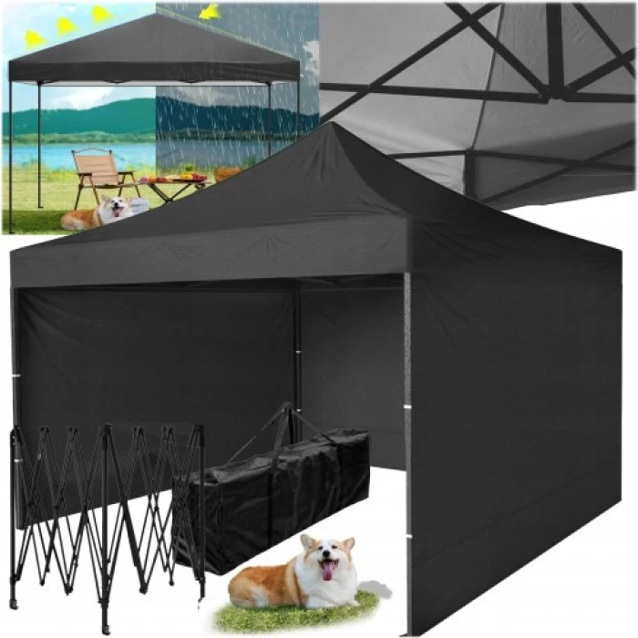 Намет павільйон розсувний з стінками 3 х 3 м Bonro B-9004 чорний + сумка