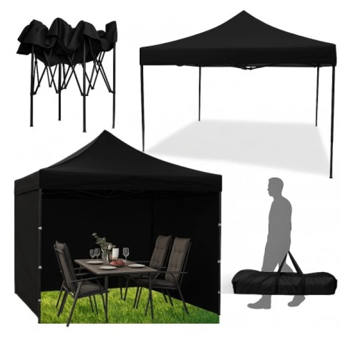 Намет павільйон розсувний з стінками 3 х 3 м Bonro B-9004 чорний + сумка