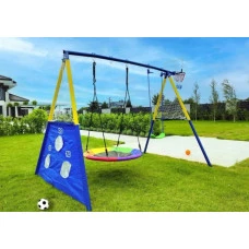 Детский спортивно-игровой комплекс 2 качели с баскетбольным кольцом Spoko SP-S08 разноцветный