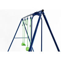 Дитячий комплекс для саду (4 гойдалки, гірка, балансир) Spoko SP-S06 синьо-зелений