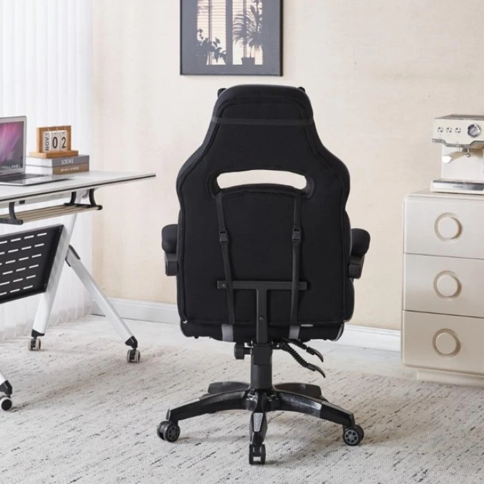 Крісло геймерське з тканини Bonro B-141 сіре з підставкою для ніг