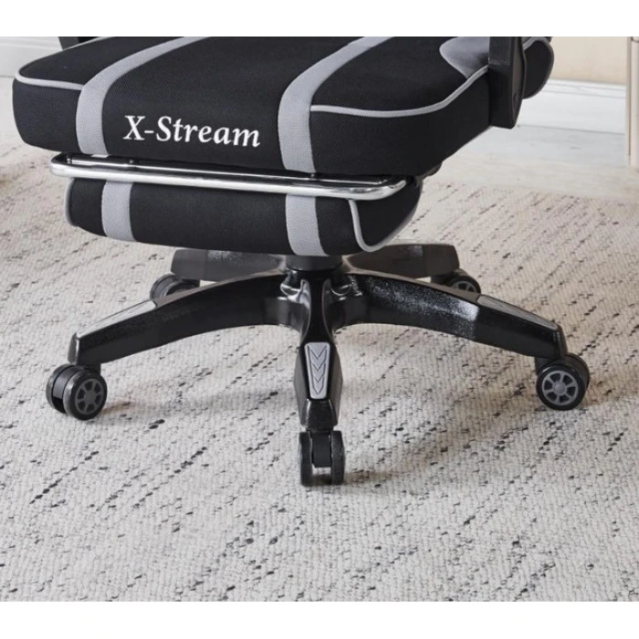 Крісло геймерське з тканини Bonro B-141 сіре з підставкою для ніг