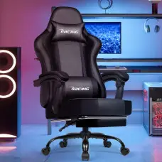 Кресло офисное с подставкой для ног Bonro Racing B-059 черное