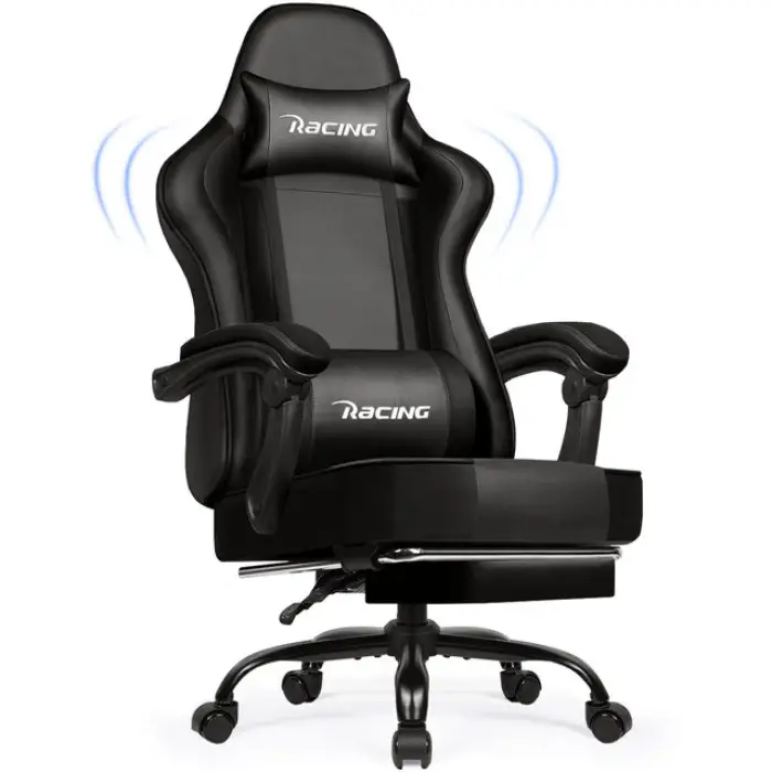 Кресло офисное с подставкой для ног Bonro Racing B-059 черное