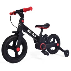 Биговел велосипед трасформер 3в1 Spoko SP-150 с родительской ручкой черно-красный
