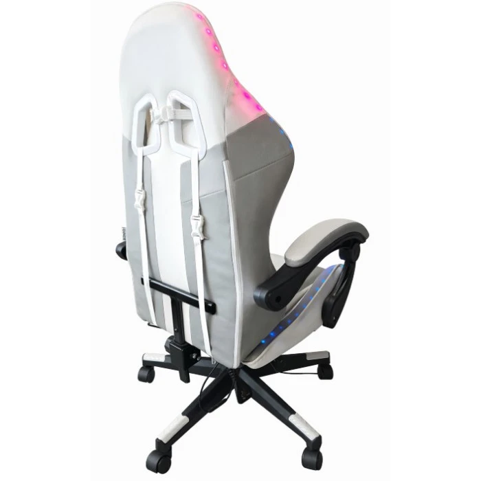 Геймерское кресло с подсветкой и подставкой для ног Bonro B-964 белое