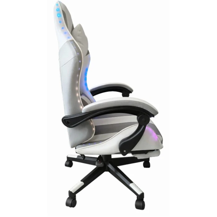 Геймерское кресло с подсветкой и подставкой для ног Bonro B-964 белое