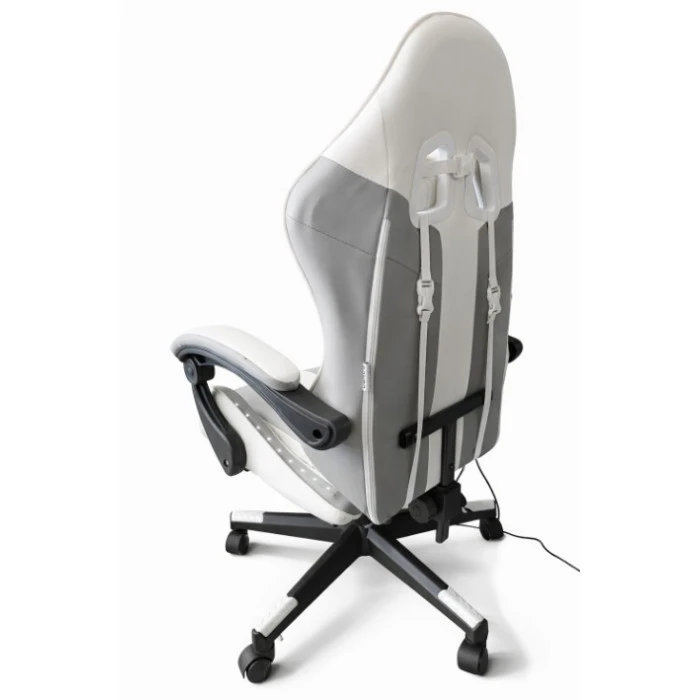 Геймерское кресло с подсветкой и подставкой для ног Bonro B-964 белое