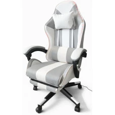 Геймерское кресло с подсветкой и подставкой для ног Bonro B-964 белое