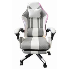 Геймерское кресло с подсветкой и подставкой для ног Bonro B-964 белое