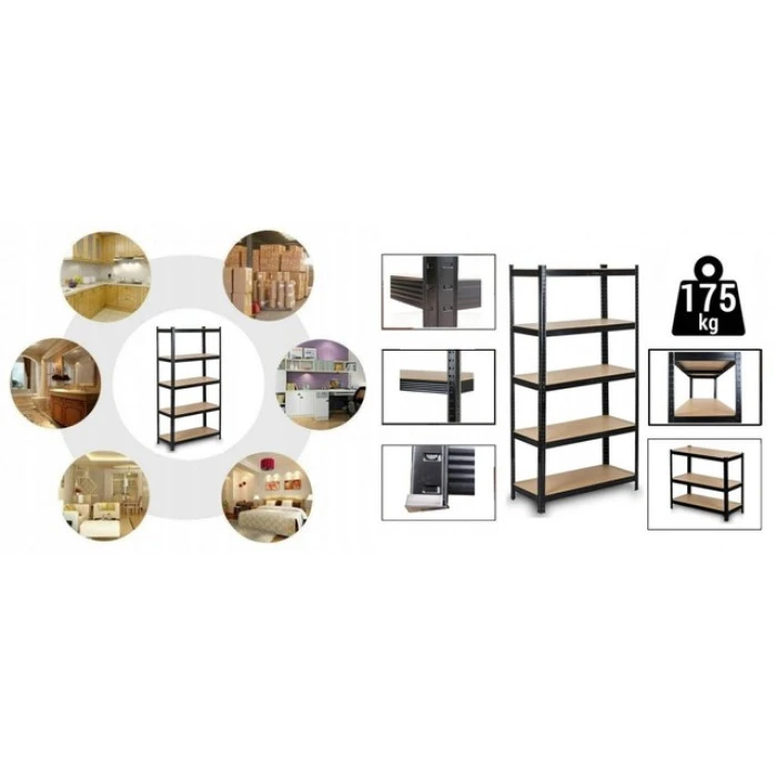 Стелаж металевий 180х90х40 Siker GoodTool P9040 чорний 5 полиць