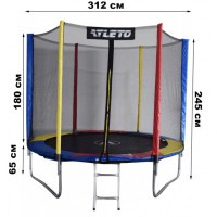 Батут Atleto 312 см с сеткой и стремянкой multikolor