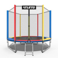 Батут Atleto 312 см с сеткой и стремянкой multikolor