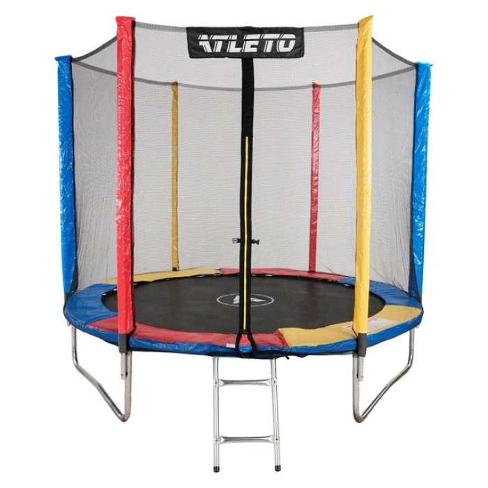 Батут Atleto 312 см з сіткою та драбинкою multikolor