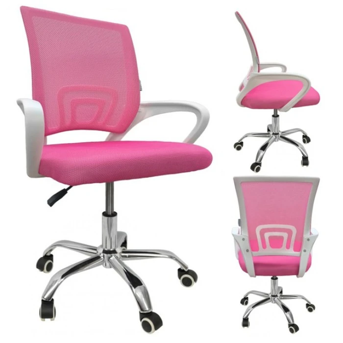 Крісло офісне Bonro 619 біло-рожеве