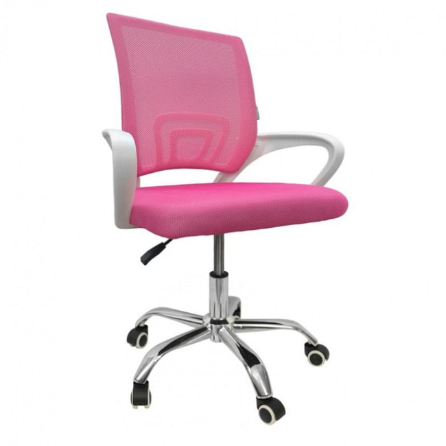Крісло офісне Bonro 619 біло-рожеве