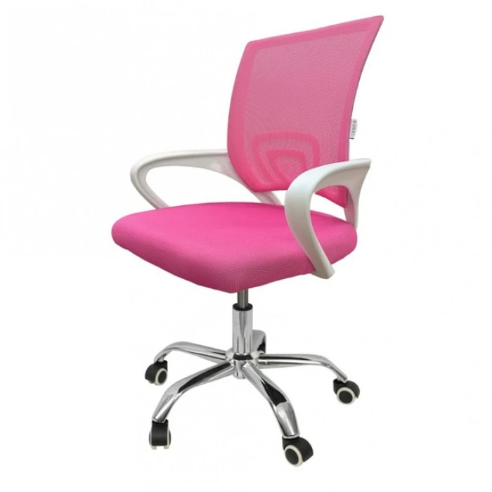 Крісло офісне Bonro 619 біло-рожеве