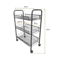 Стеллаж этажерка с полками на колесах Bonro B-073 черный
