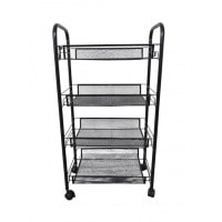 Стеллаж этажерка с полками на колесах Bonro B-074 черный