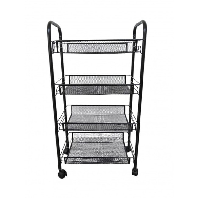 Стелаж етажерка з полицями на колесах Bonro B-074 чорний