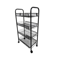 Стеллаж этажерка с полками на колесах Bonro B-074 черный