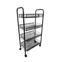 Стеллаж этажерка с полками на колесах Bonro B-074 черный