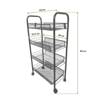 Стеллаж этажерка с полками на колесах Bonro B-074 черный