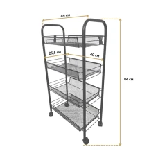 Стелаж етажерка з полицями на колесах Bonro B-074 чорний