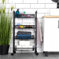 Стелаж етажерка з полицями на колесах Bonro B-074 чорний