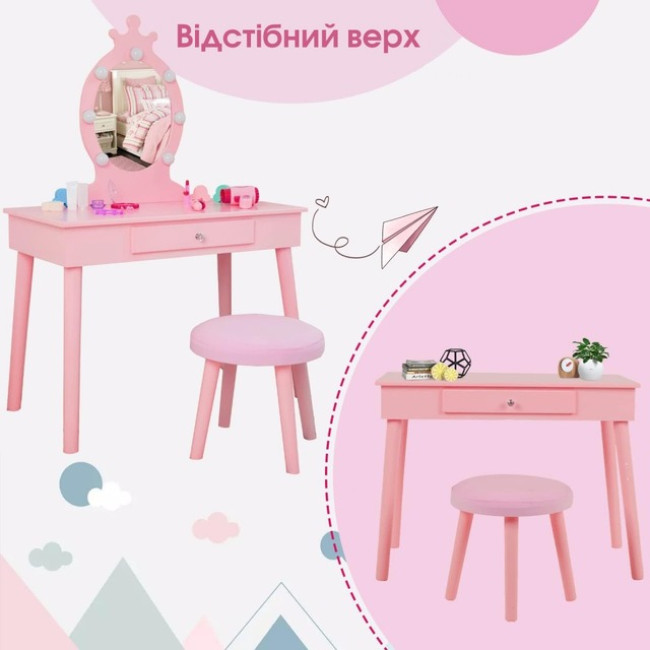 Туалетный столик + табуретка B-084 розовый