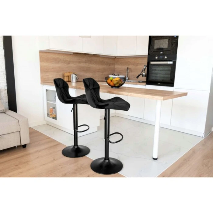 Барный стул со спинкой Bonro B-087 черный велюр с черным основанием