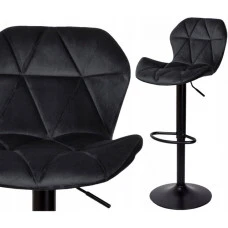 Барный стул со спинкой Bonro B-087 черный велюр с черным основанием
