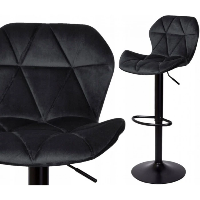 Барный стул со спинкой Bonro B-087 черный велюр с черным основанием