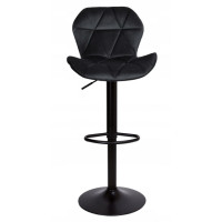 Барний стілець зі спинкою Bonro B-087 велюр чорне з чорною основою