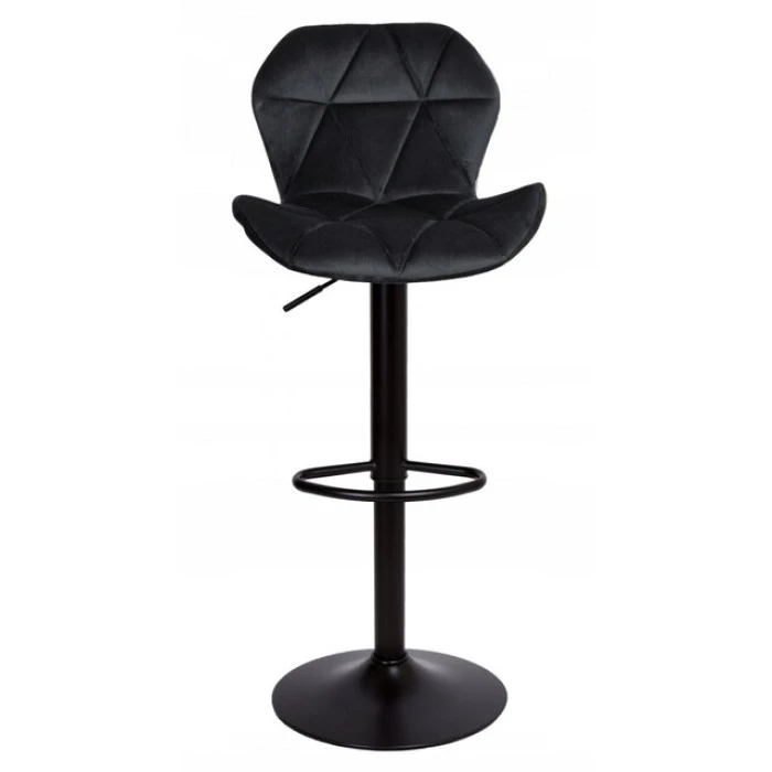 Барный стул со спинкой Bonro B-087 черный велюр с черным основанием