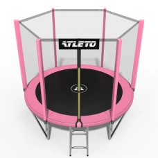 Батут дитячий з сіткою та драбинкою 252 см Atleto рожевий