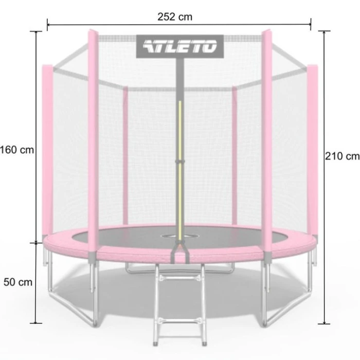 Батут дитячий з сіткою та драбинкою 252 см Atleto рожевий