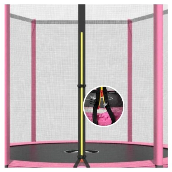 Батут дитячий з сіткою та драбинкою 252 см Atleto рожевий