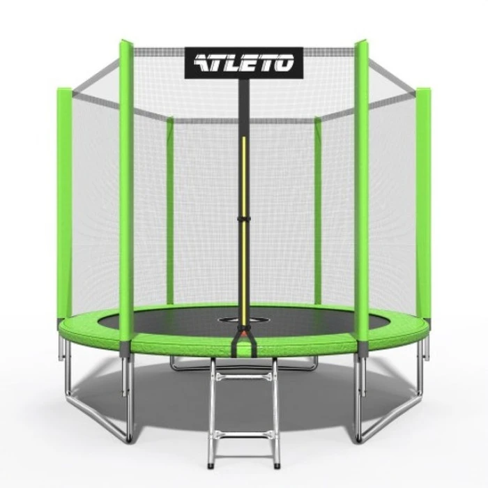 Батут дитячий з сіткою та драбинкою 312 см Atleto зелений
