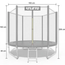 Батут детский с сеткой и стремянкой 183 см Atleto черный + подарок мячик
