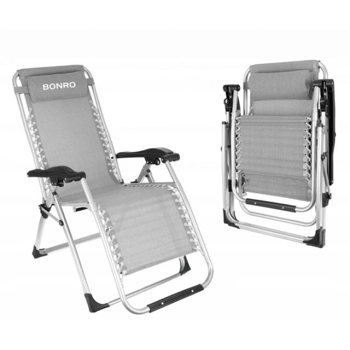 Шезлонг лежак складний Bonro BG-007 сірий
