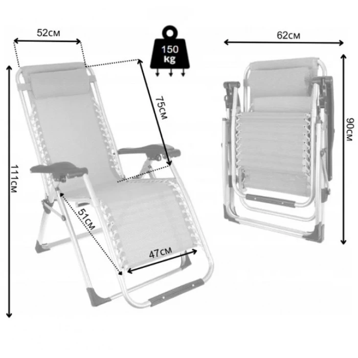 Шезлонг лежак складний Bonro BG-007 сірий