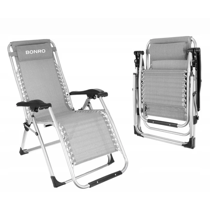 Шезлонг лежак складний Bonro BG-007 сірий