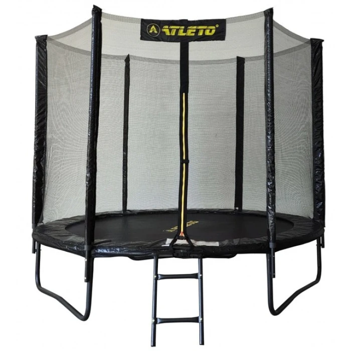 Батут з сіткою та драбинкою 252 см Atleto Black